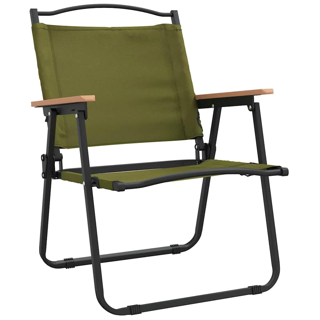 Green Oxford Fabric Folding Camping Chairs 2 Pack Z358