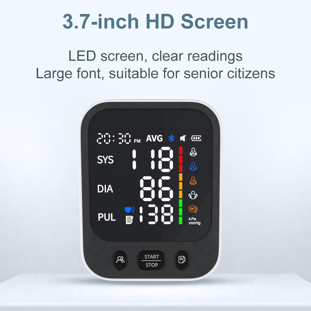 Automatic Upper Arm Blood Pressure Monitor with Large LED Screen and Adjustable Cuff J3239