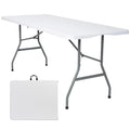 White 6FT Folding Plastic Utility Table with Steel Legs U8683