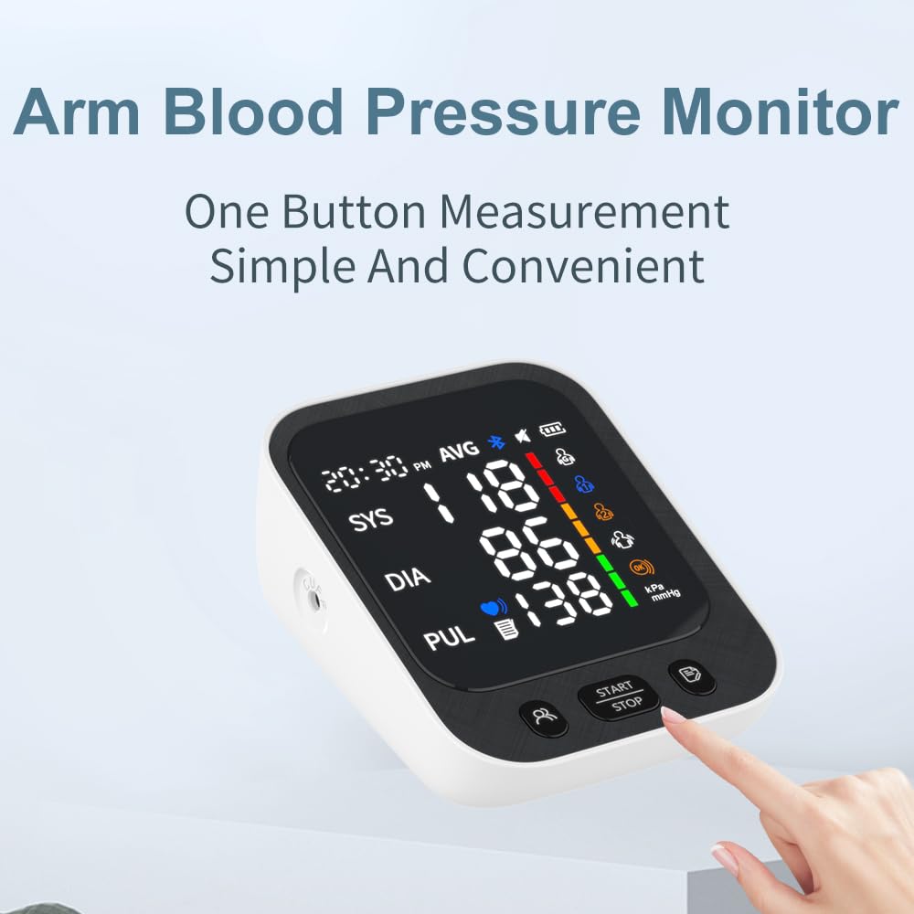 Automatic Upper Arm Blood Pressure Monitor with Large LED Screen and Adjustable Cuff J3239