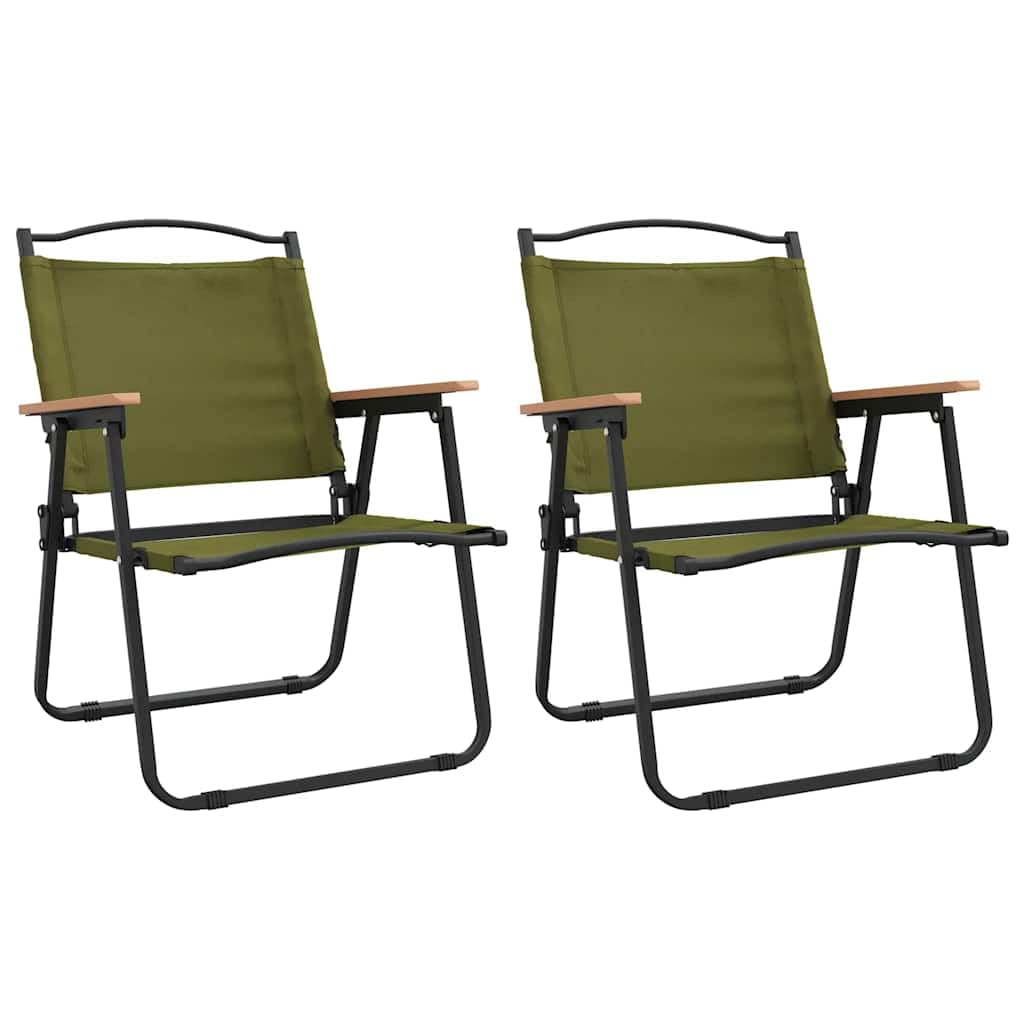 Green Oxford Fabric Folding Camping Chairs 2 Pack Z358