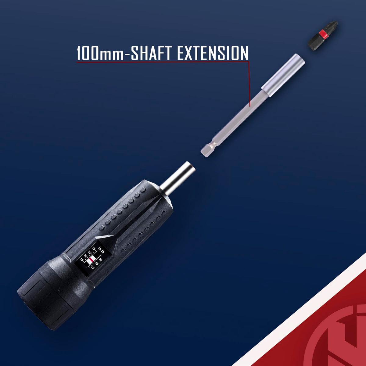 Torque Screwdriver Wrench Set 10-70 Inch Pounds with T-bar Handle, 40 Hex Bits, 1/4" Socket, Black G5608