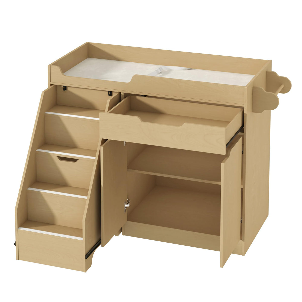Oak Baby Changing Table with Drawers and Stairs V290144