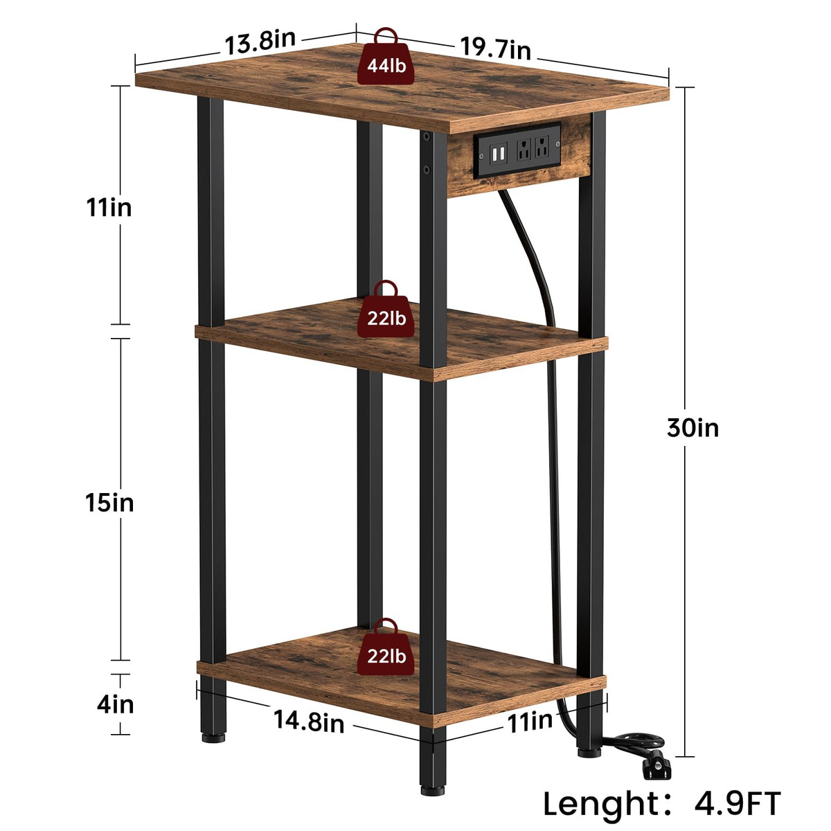 Tall End Table with Charging Station M55786