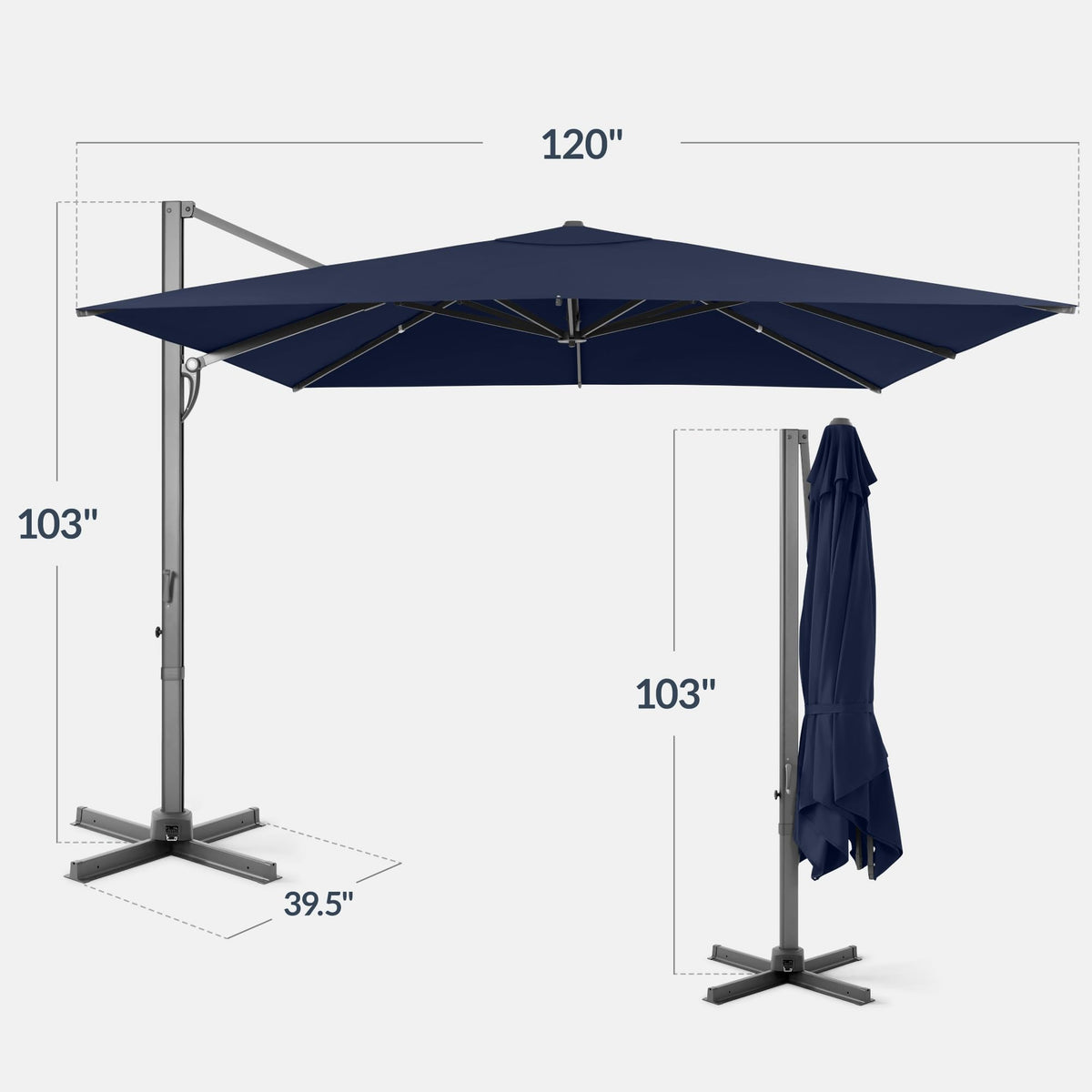 10x10ft Cantilever Patio Umbrella with 260 GSM Canopy and Aluminum Frame M434570