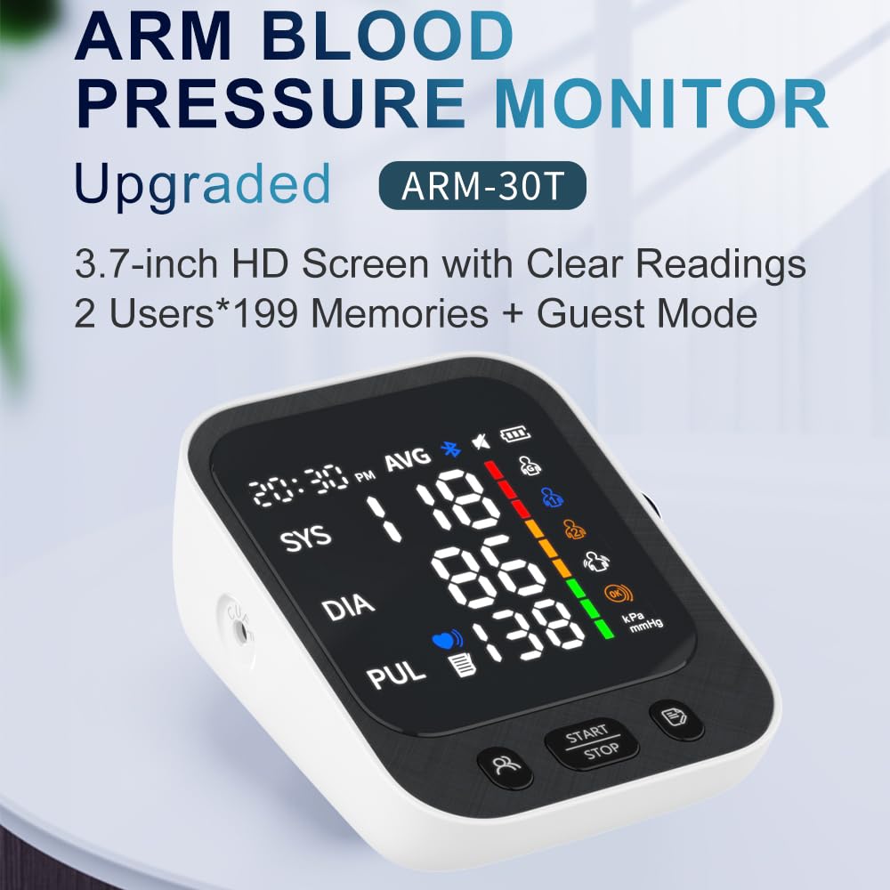 Automatic Upper Arm Blood Pressure Monitor with Large LED Screen and Adjustable Cuff J3239