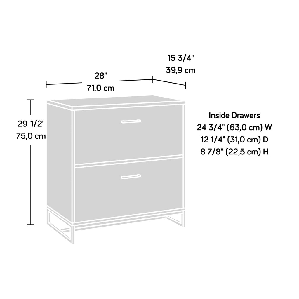2-Drawer Wood File Cabinet with Metal Frame U3905