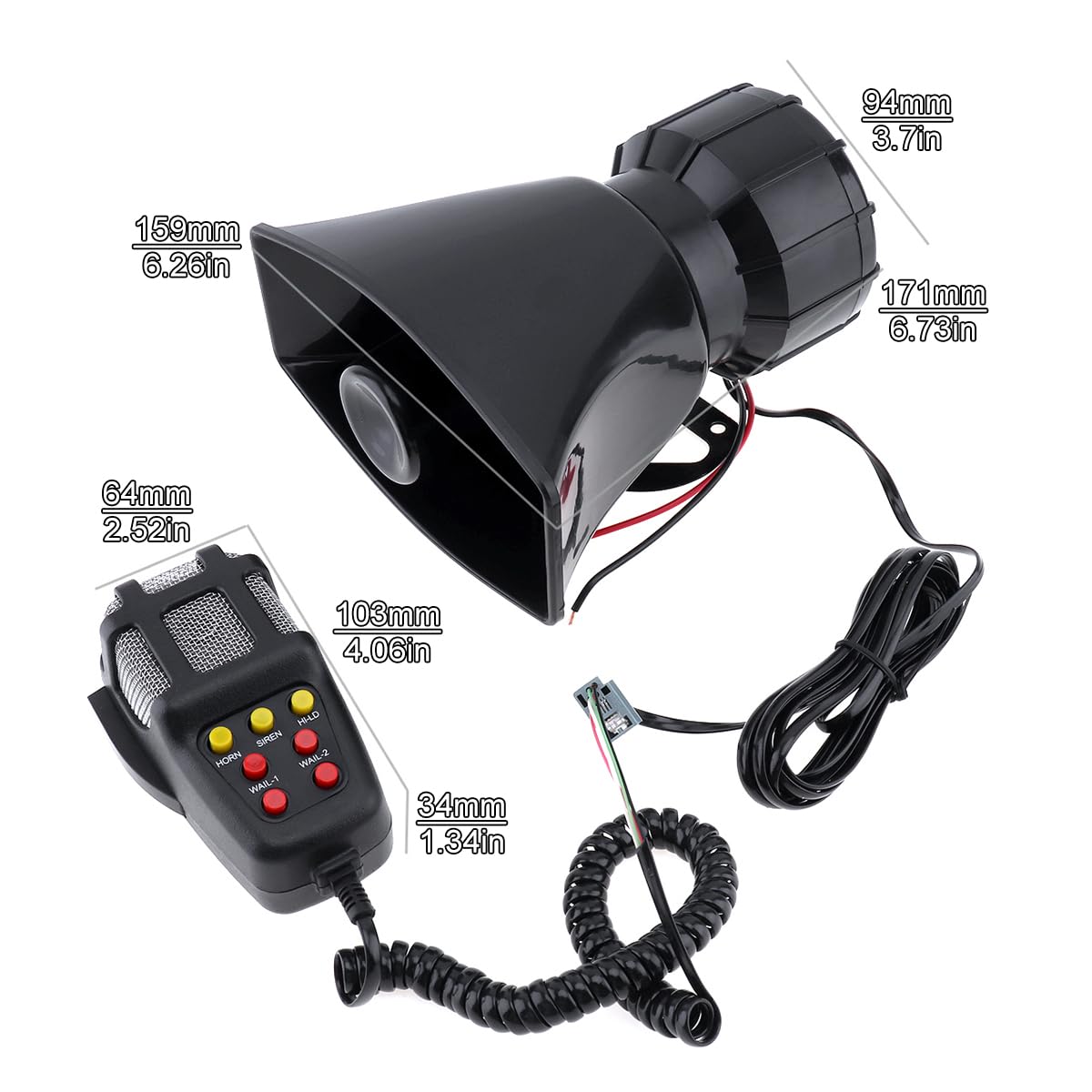 Car Siren Vehicle Horn with Mic PA Speaker System DC 12V L881403