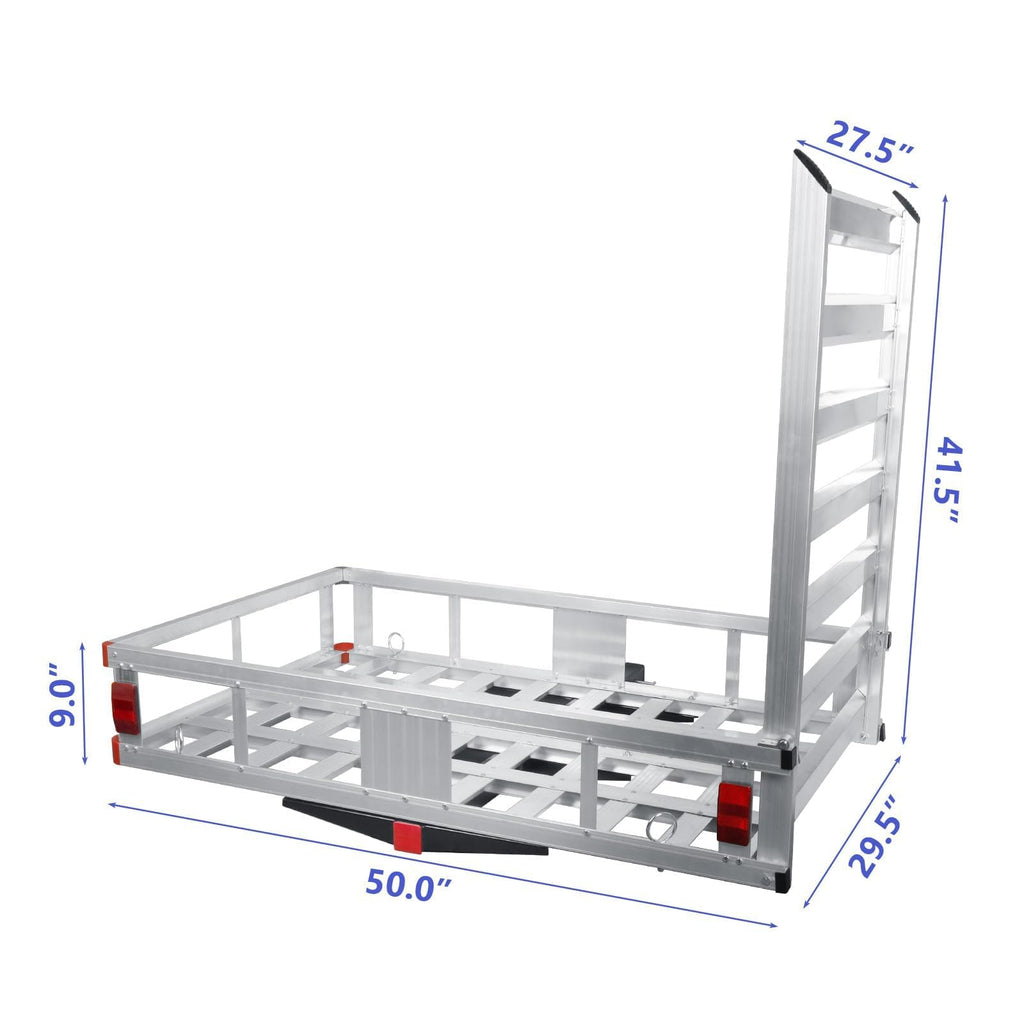 50" x 30" Aluminum Trailer Hitch Cargo Carrier with 41.5" Ramp A35768