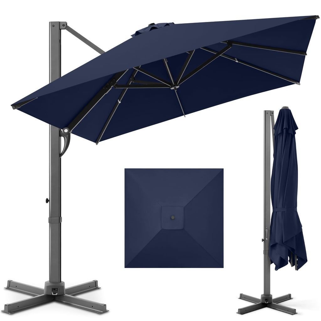 10x10ft Cantilever Patio Umbrella with 260 GSM Canopy and Aluminum Frame M434570