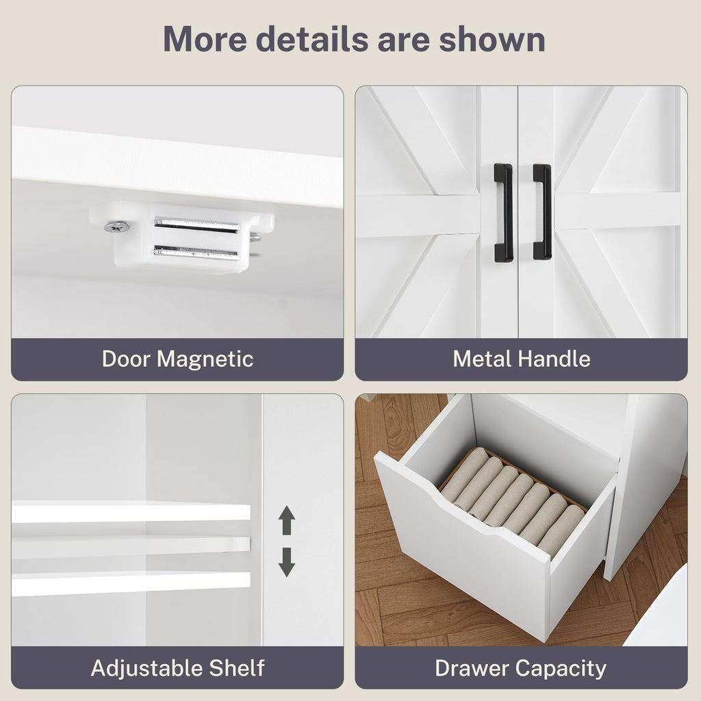 White Over the Toilet Storage Cabinet with 2 Removable Drawers V793277