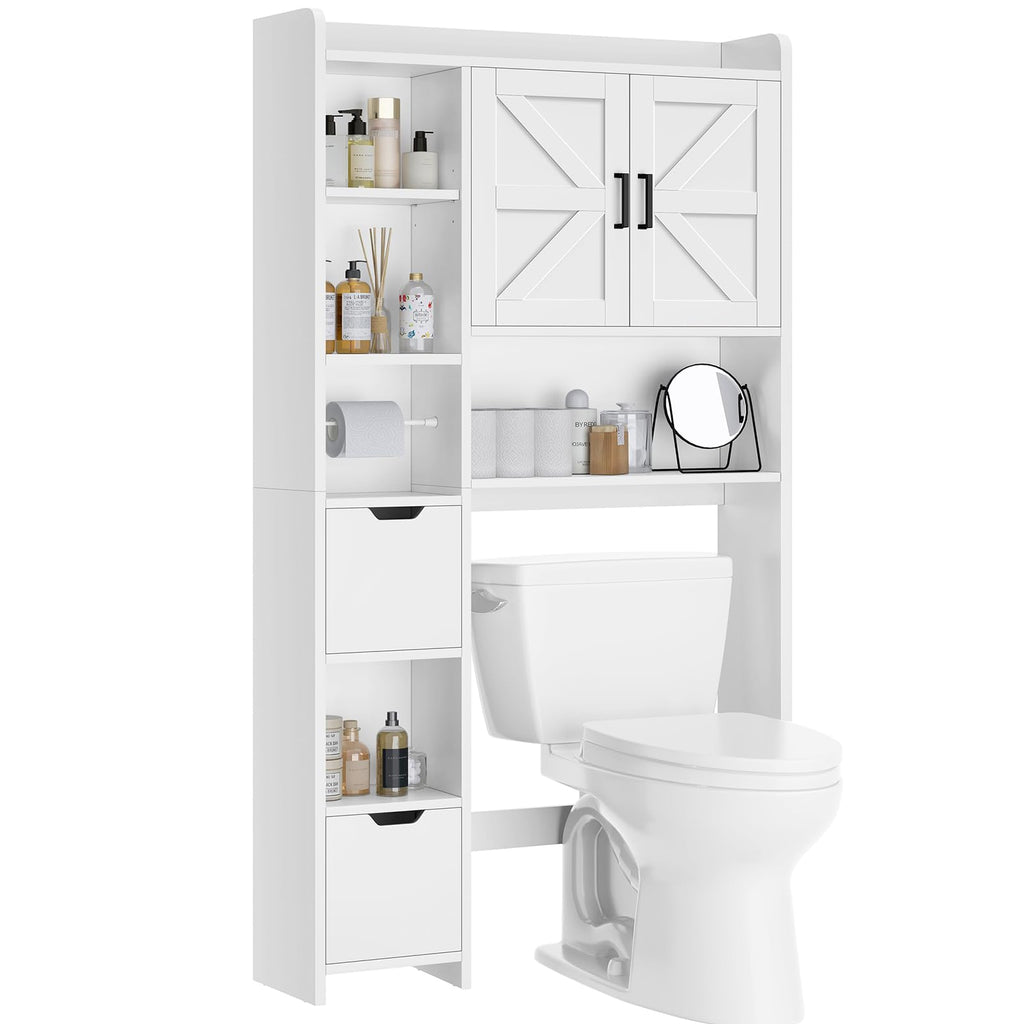 White Over the Toilet Storage Cabinet with 2 Removable Drawers V793277