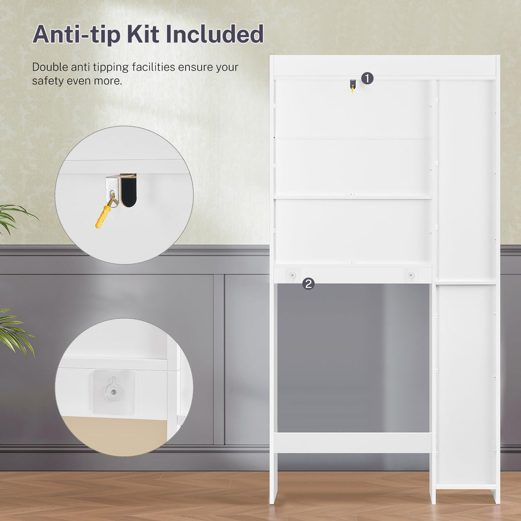 White Over the Toilet Storage Cabinet with 2 Removable Drawers V793277