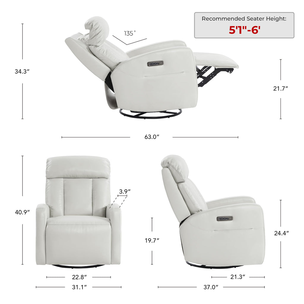 Genuine Leather Power Recliner Chair T68756