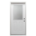 Steel Primed Left Hand In-Swing Prehung Front Door 1/2 Lite 2-Panel Clear Glass 36" x 80" Q7989
