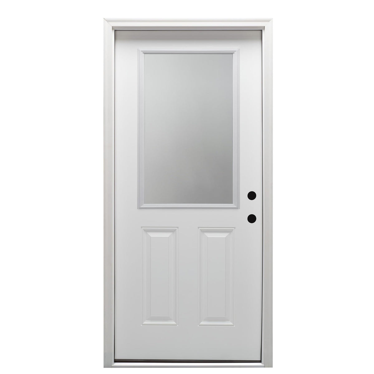 Steel Primed Left Hand In-Swing Prehung Front Door 1/2 Lite 2-Panel Clear Glass 36" x 80" Q7989