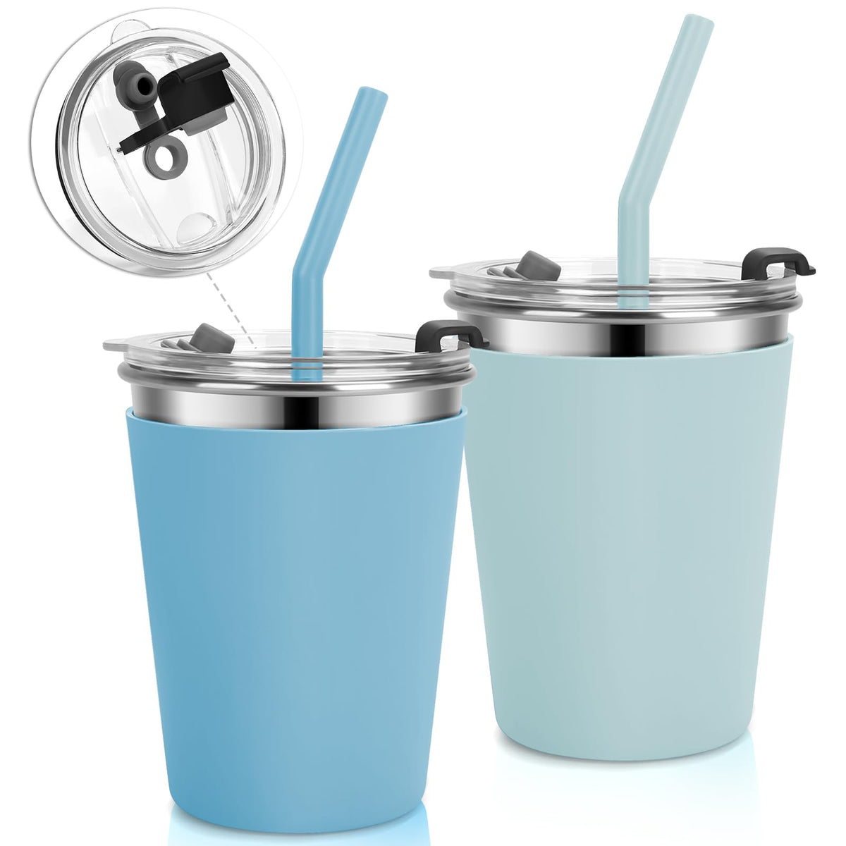 Stainless Steel Kids Cups with Lids, 12oz Spill Proof, 2 Pack U686