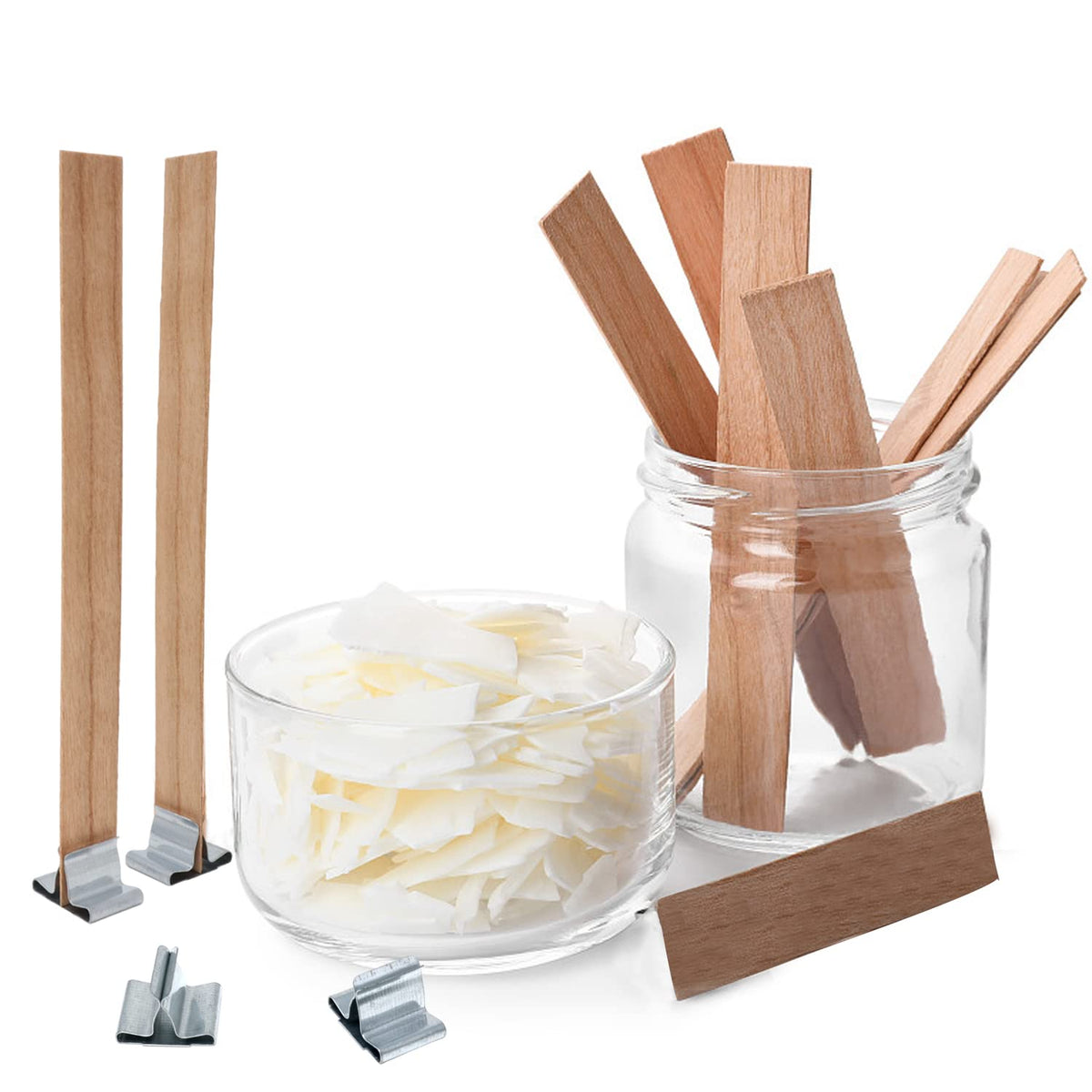 50PCS Crackling Wooden Candle Wicks with Metal Base P6203