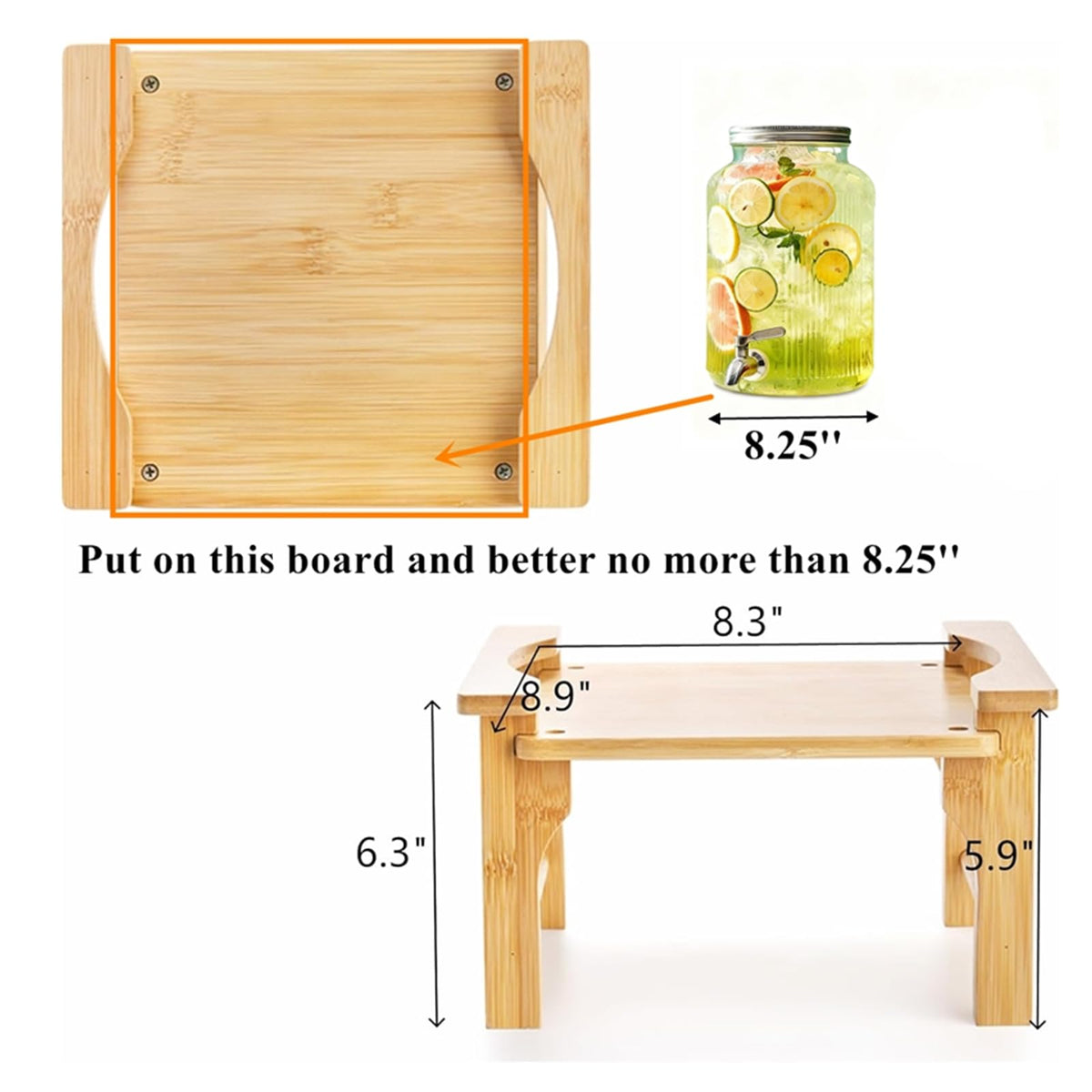 2 Pack Natural Bamboo Beverage Dispenser Stand S3763
