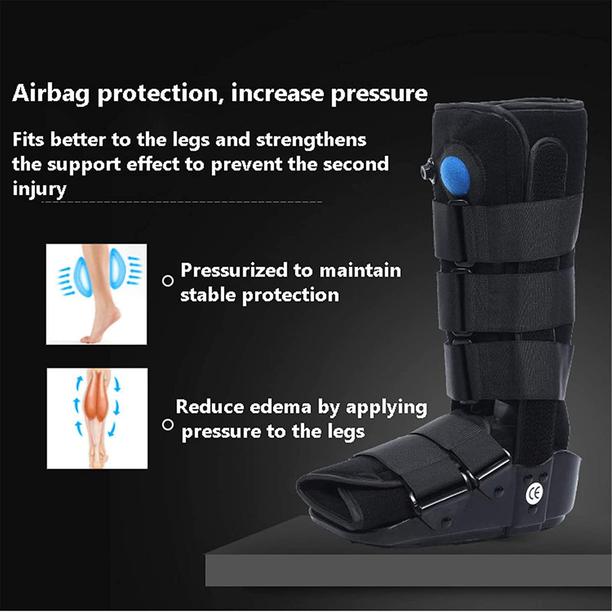 Pneumatic Walking Boot with Air Pump Gray M P59848