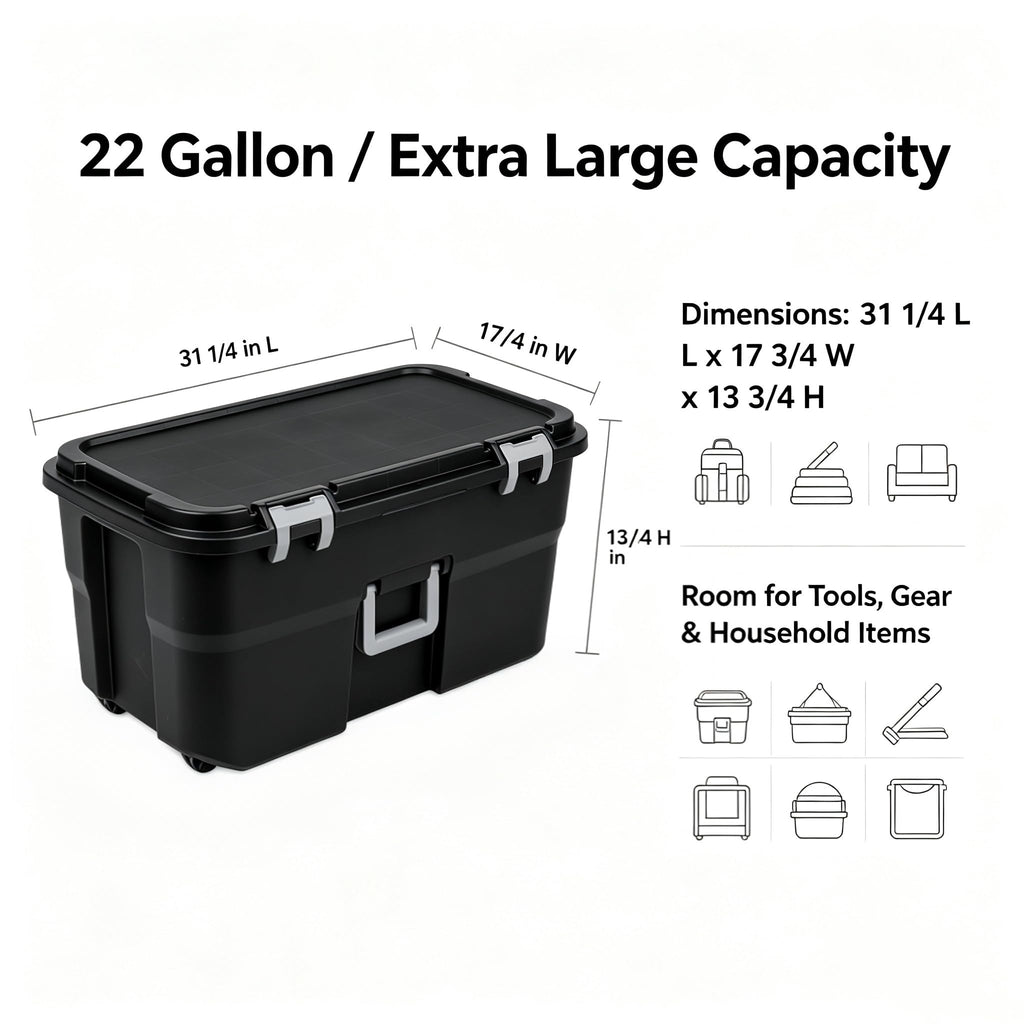 22 Gallon Wheeled Plastic Footlocker F77410