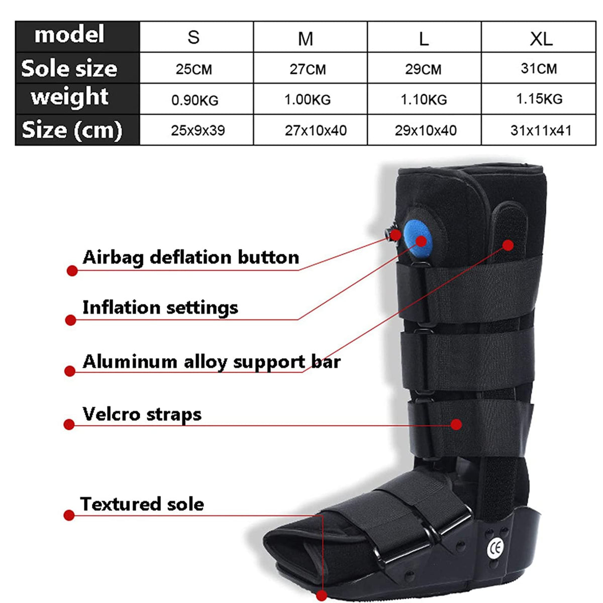 Pneumatic Walking Boot with Air Pump Gray M P59848
