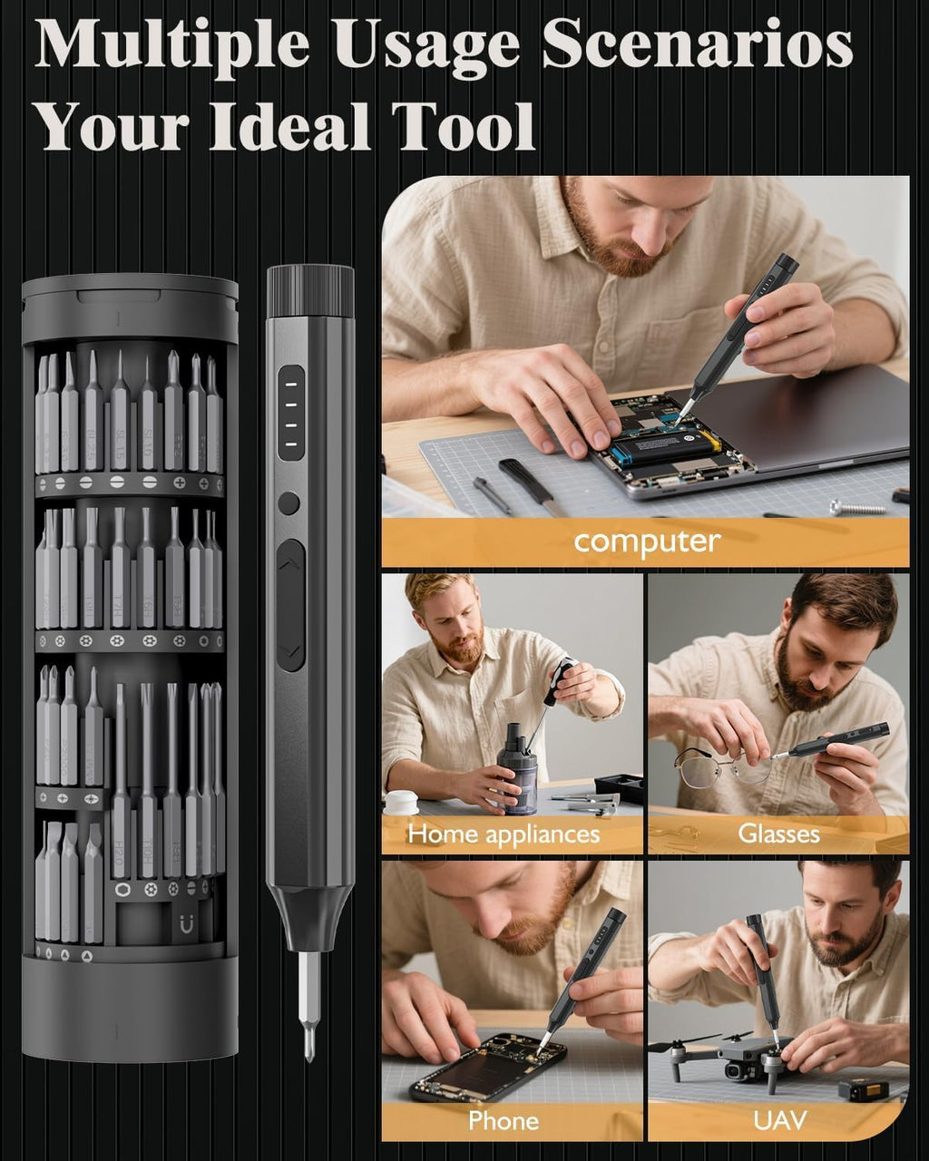 67 in 1 Cordless Electric Precision Screwdriver Set with 62 S2 Steel Bits N31208