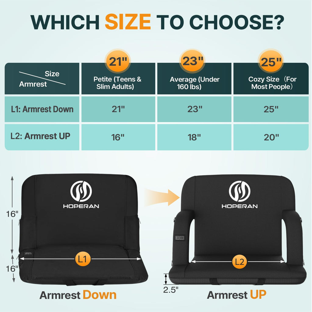 Heated Stadium Seats with Back Support T37555