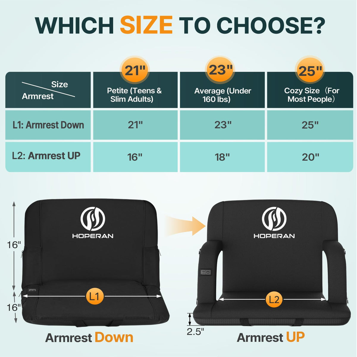 Heated Stadium Seats with Back Support T37555