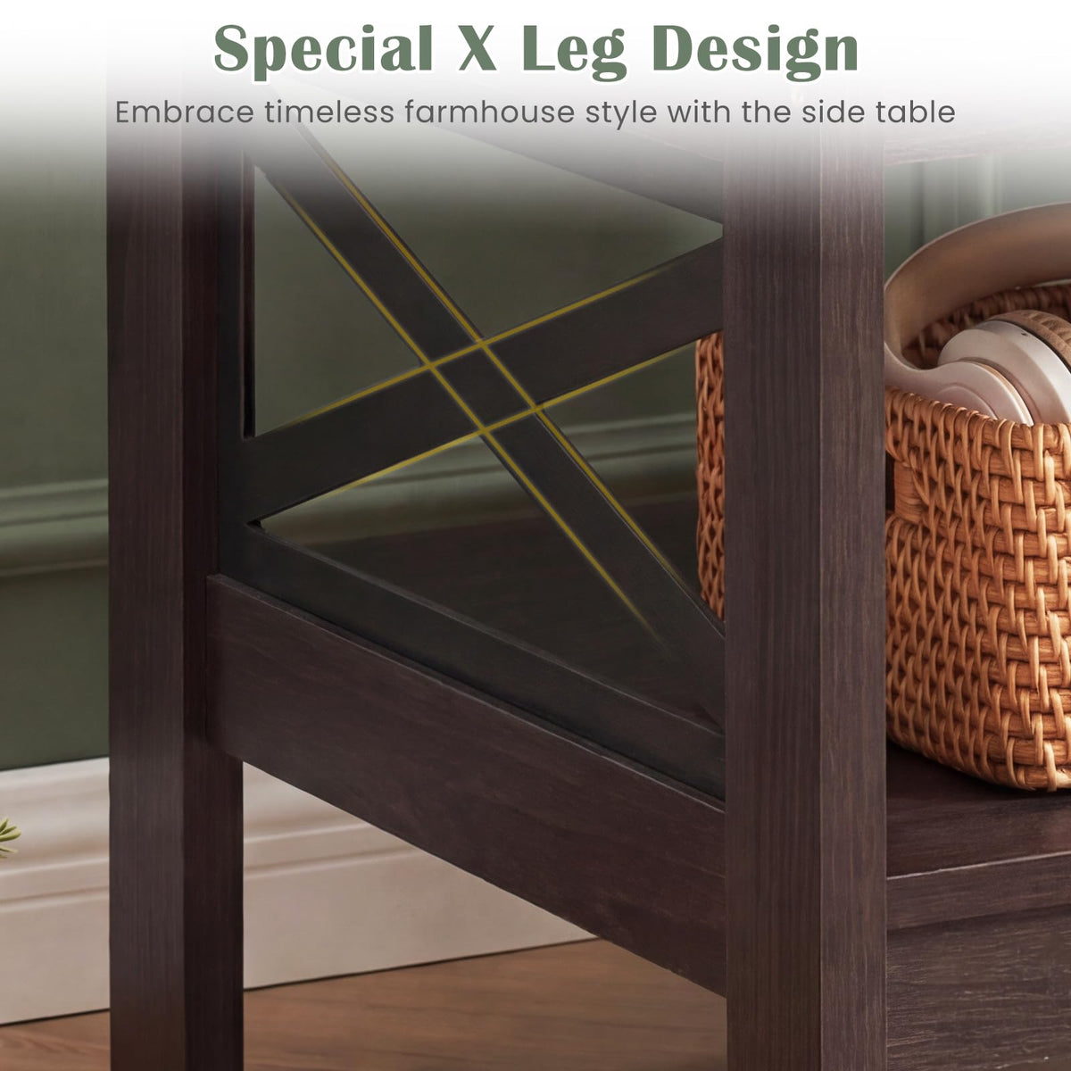 2-Tier Square End Table Set of 2 with Storage Shelf G3556