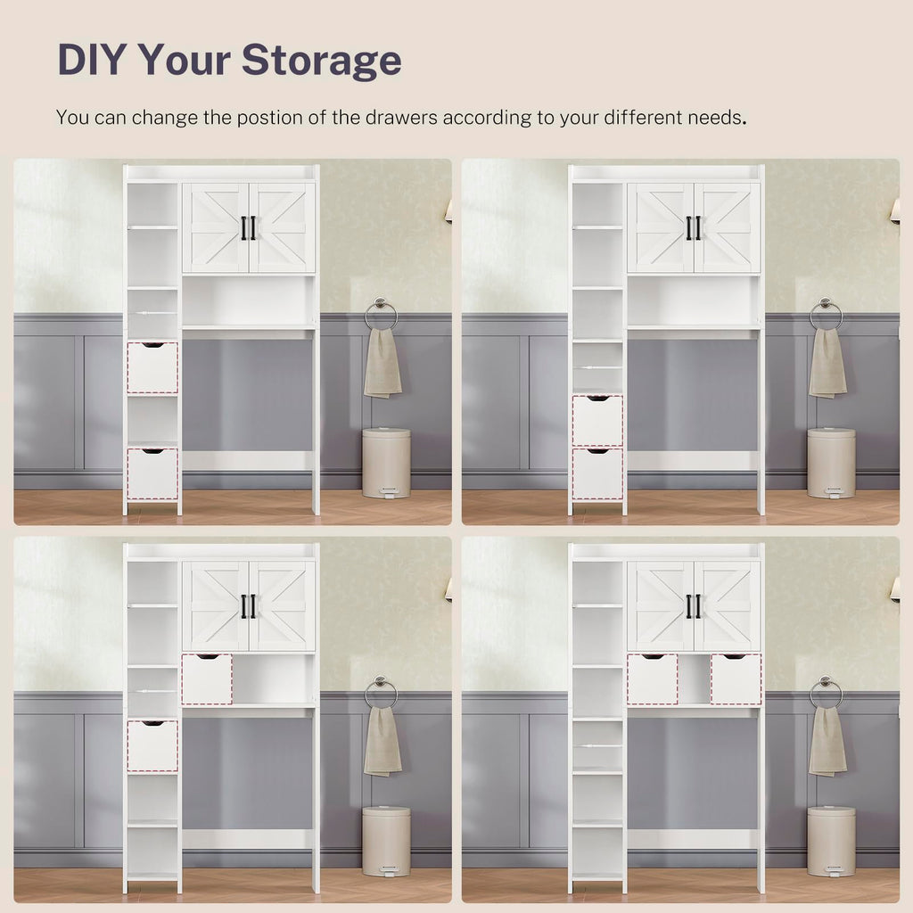 White Over the Toilet Storage Cabinet with 2 Removable Drawers V793277