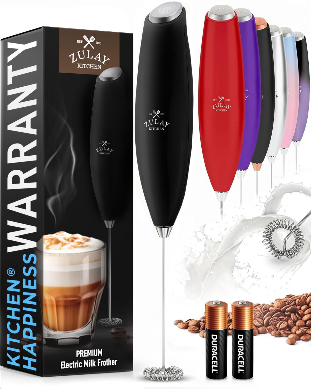 Black Handheld Electric Milk Frother F210