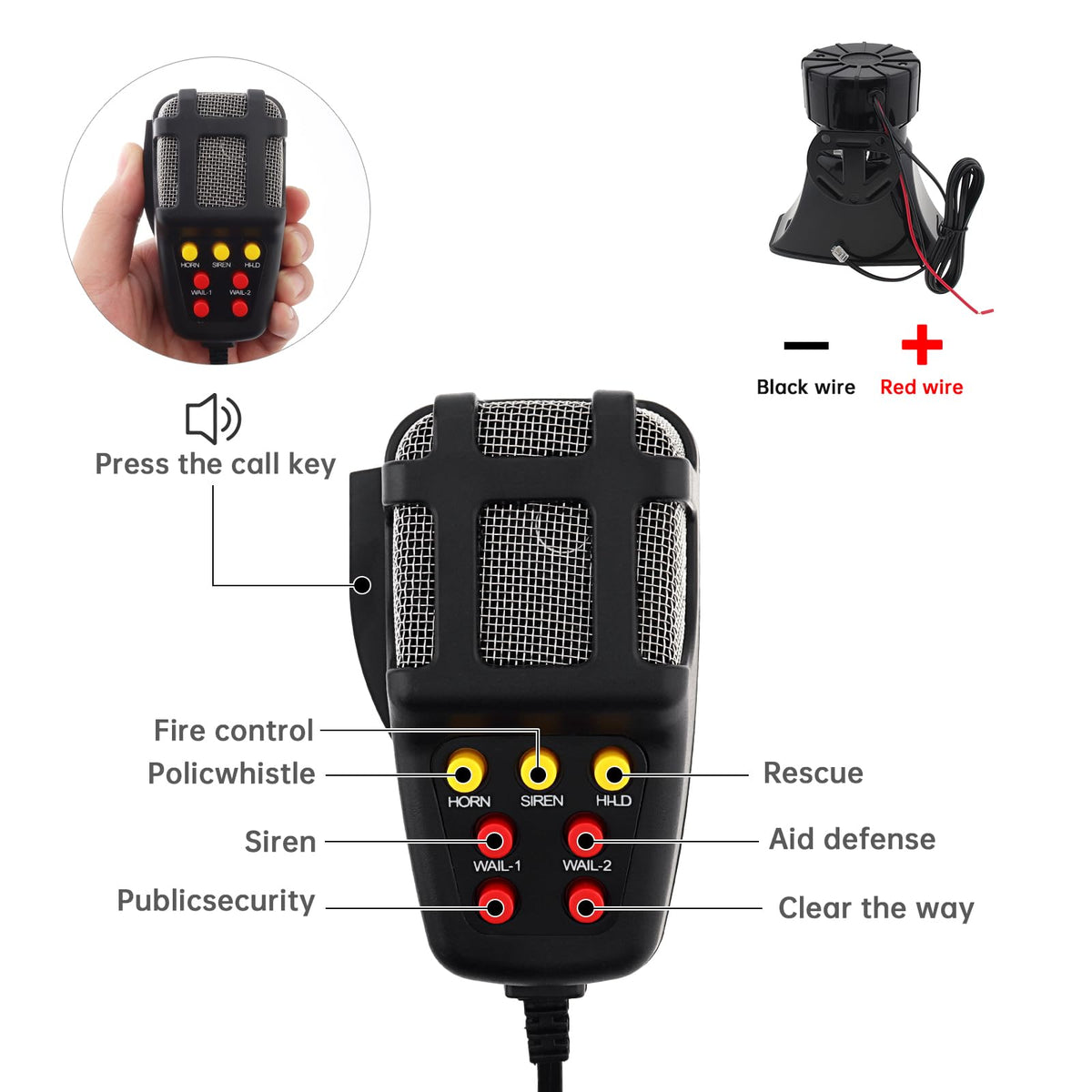 Car Siren Vehicle Horn with Mic PA Speaker System DC 12V L881403