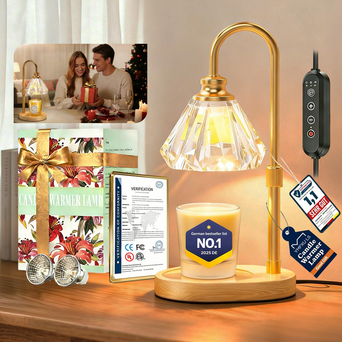 Dimmable Adjustable Candle Warmer Lamp with Timer H9022