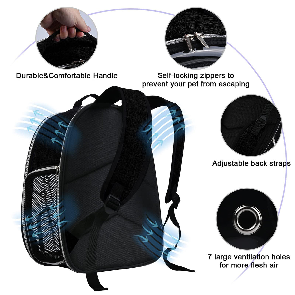 Cat Carrier Backpack Bubble 18 Lbs Black R8656