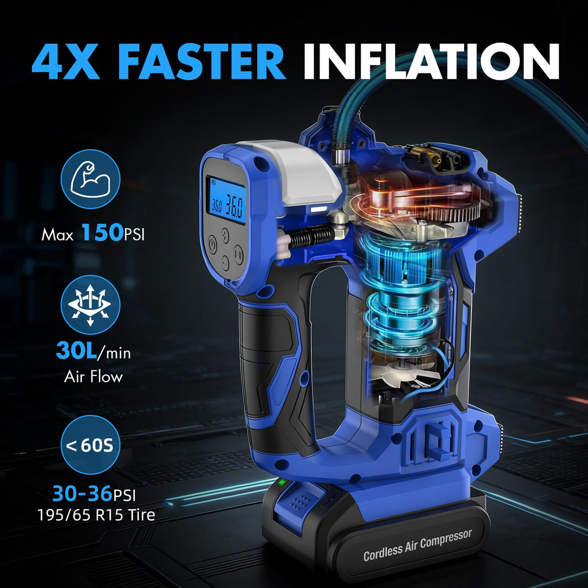 20V Cordless Portable Air Compressor 150PSI H9190