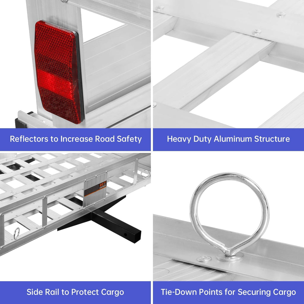 50" x 30" Aluminum Trailer Hitch Cargo Carrier with 41.5" Ramp A35768