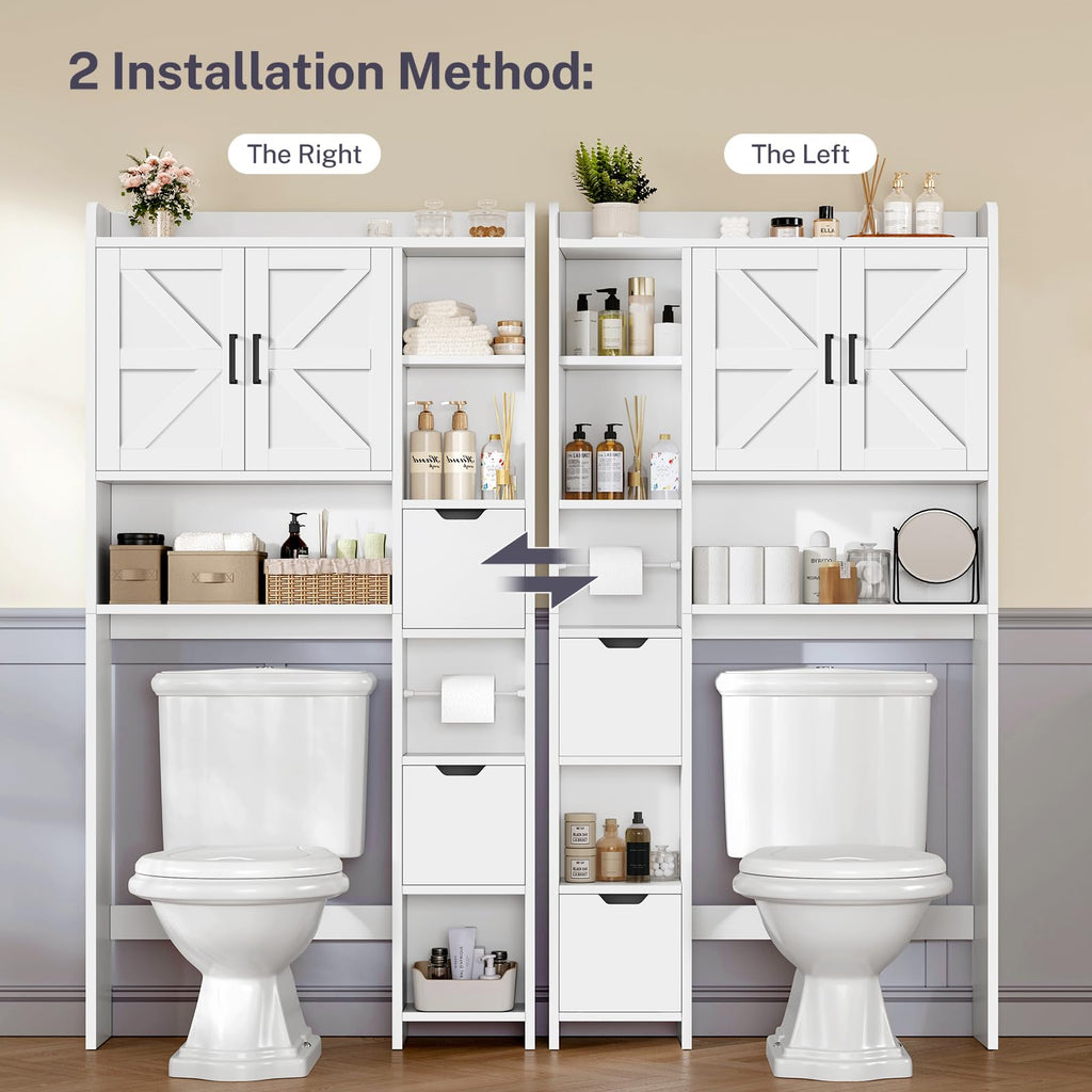 White Over the Toilet Storage Cabinet with 2 Removable Drawers V793277