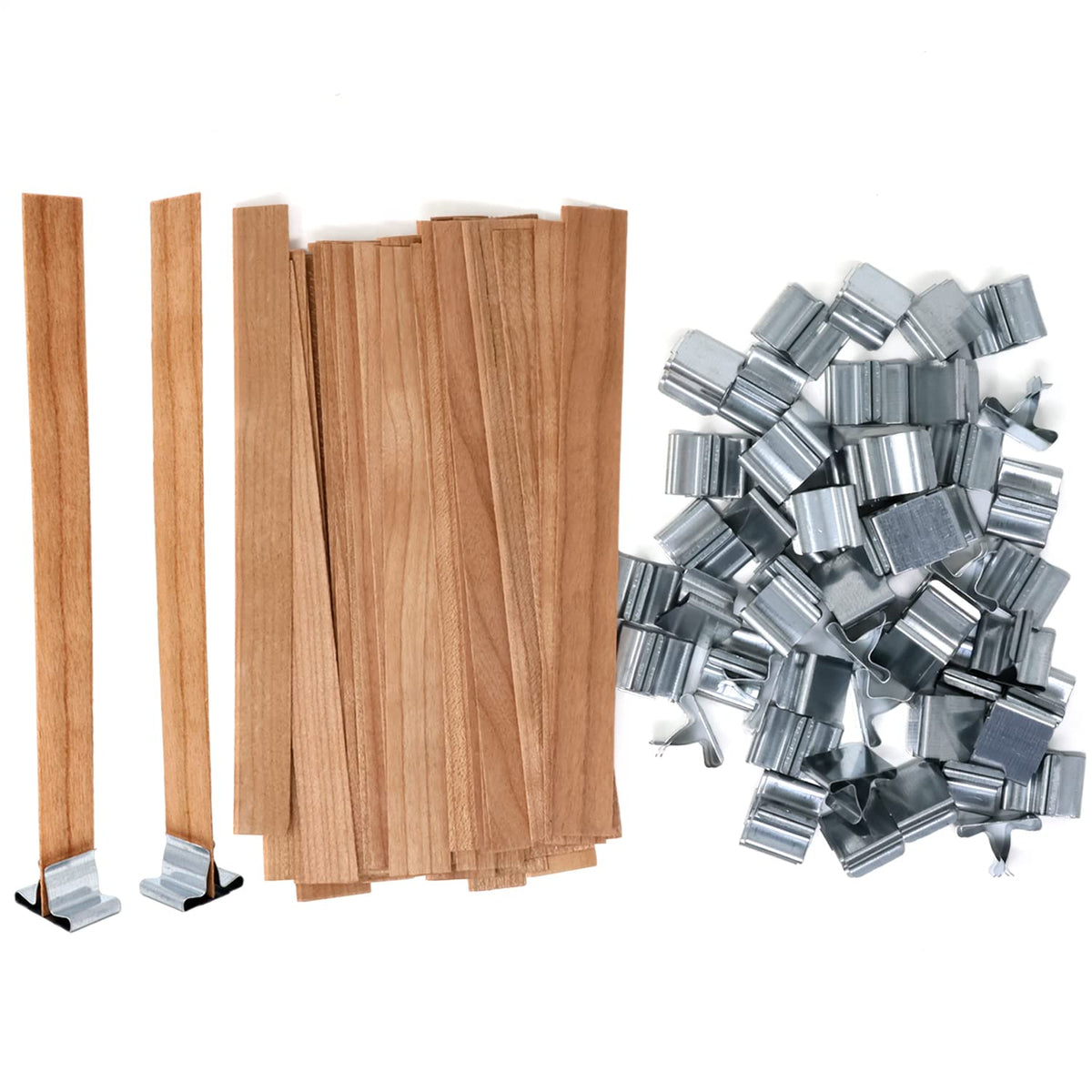 50PCS Crackling Wooden Candle Wicks with Metal Base P6203