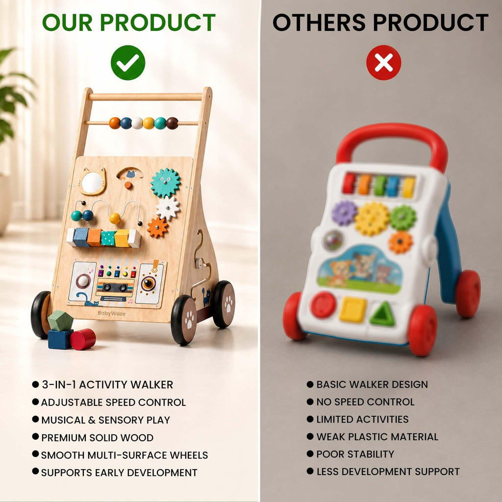 Wooden Baby Walker with Wheels U794572