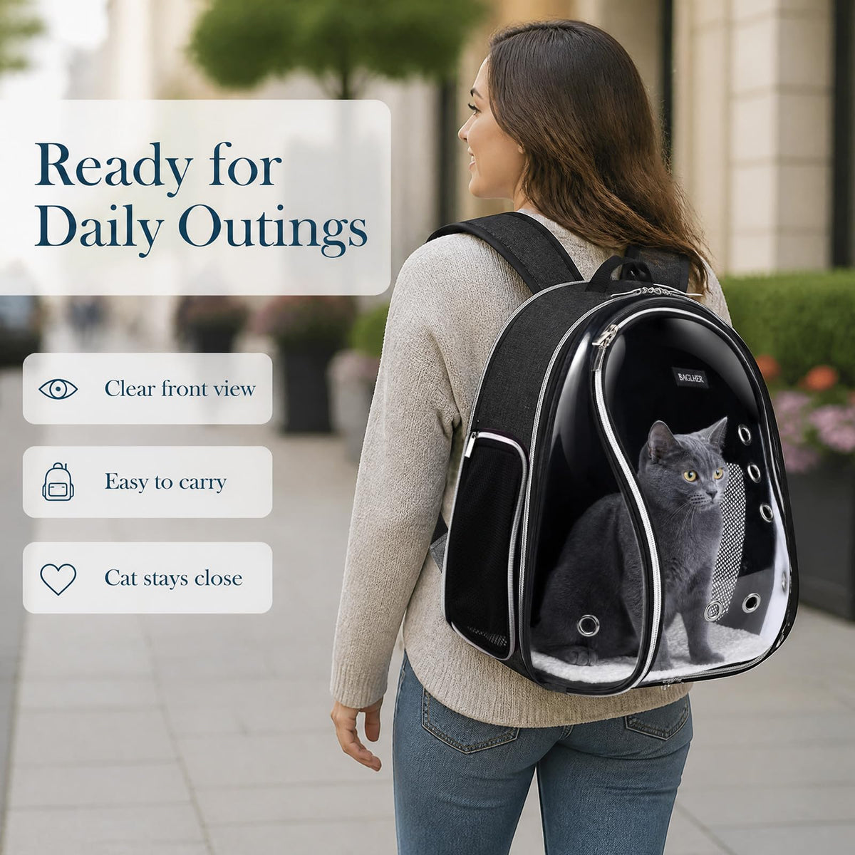 Cat Carrier Backpack Bubble 18 Lbs Black R8656
