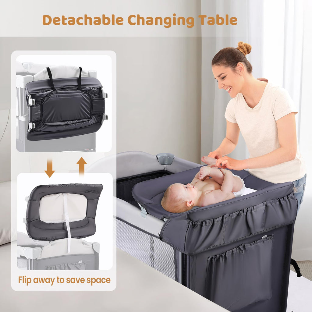 5-in-1 Portable Baby Bassinet with Changing Table and Carry Bag F244705