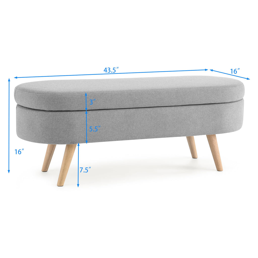 43.5" Oval Storage Bench Linen Fabric S560