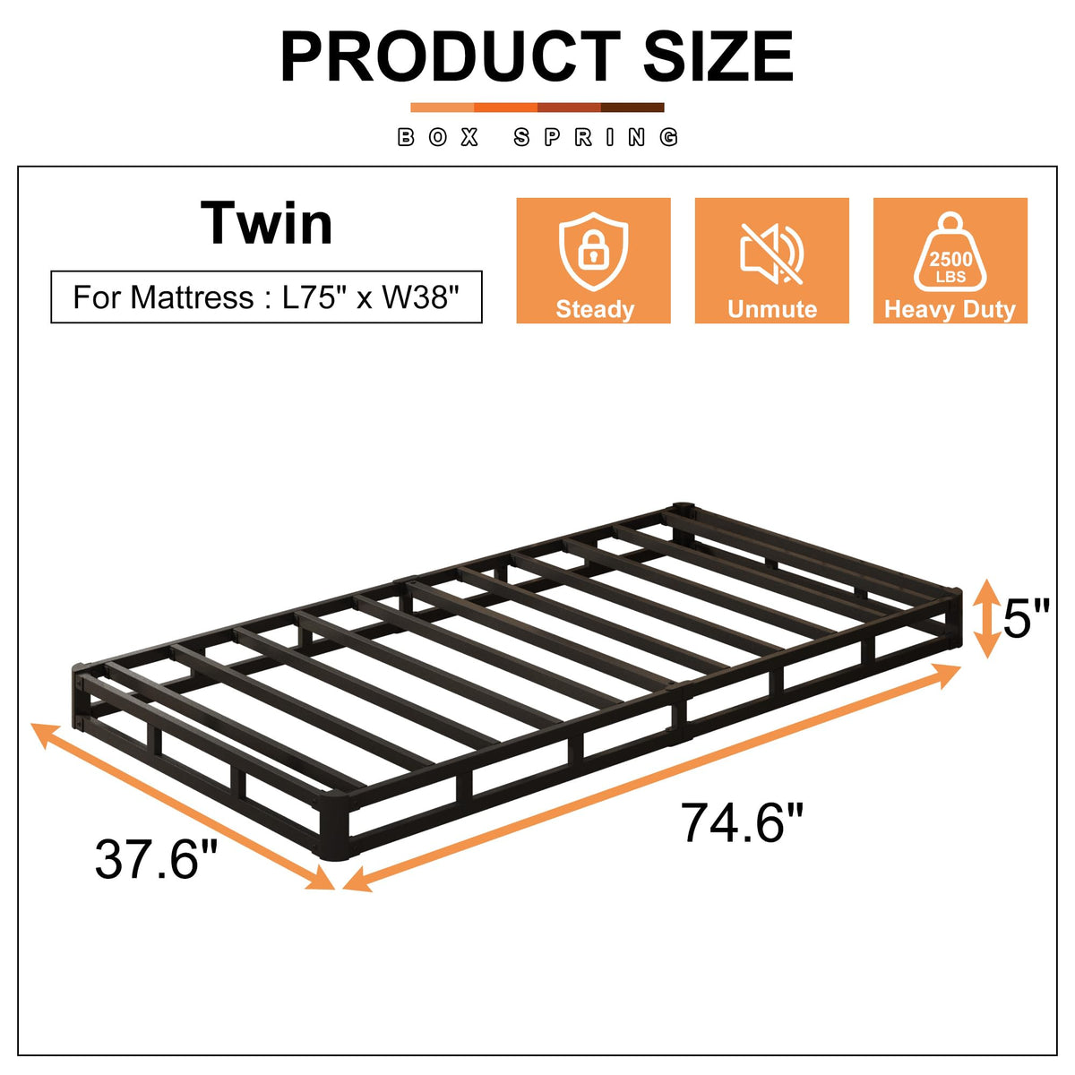 5 Inch Twin Box Spring Bed Base Mattress Foundation K630465