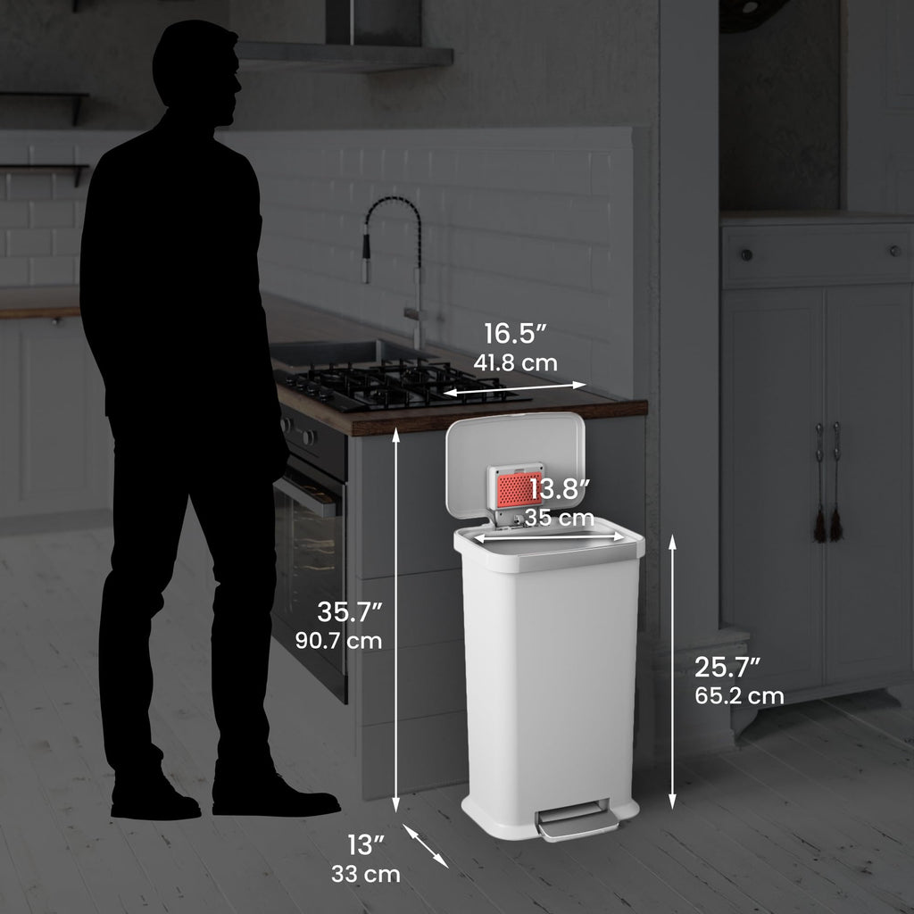 13.2 Gal Step Pedal Kitchen Trash Can with Odor Filter L92253