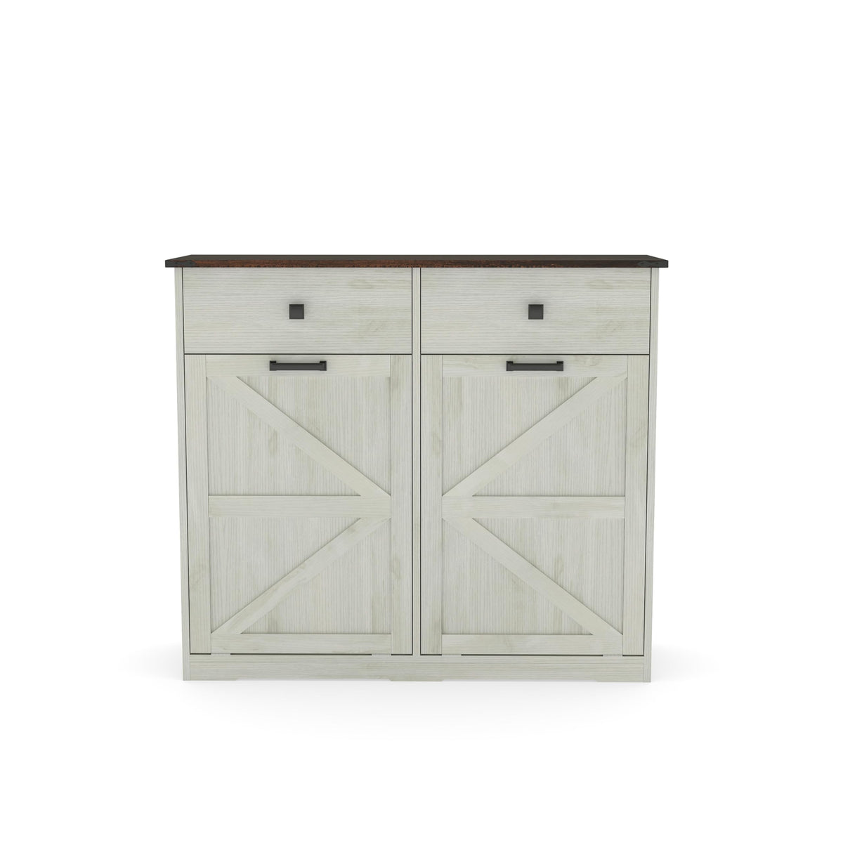 Double Tilt Out Trash Cabinet with Storage Drawers, Antique White J737473