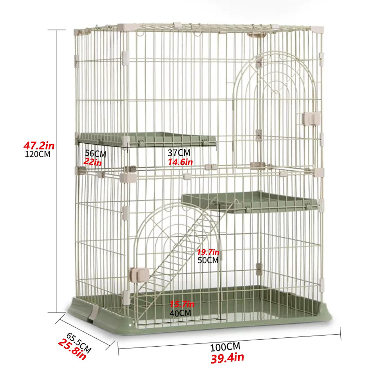 3/4-Tier Cat Cage Playpen with 3 Platforms, 3 Doors & 2 Ramps Y648