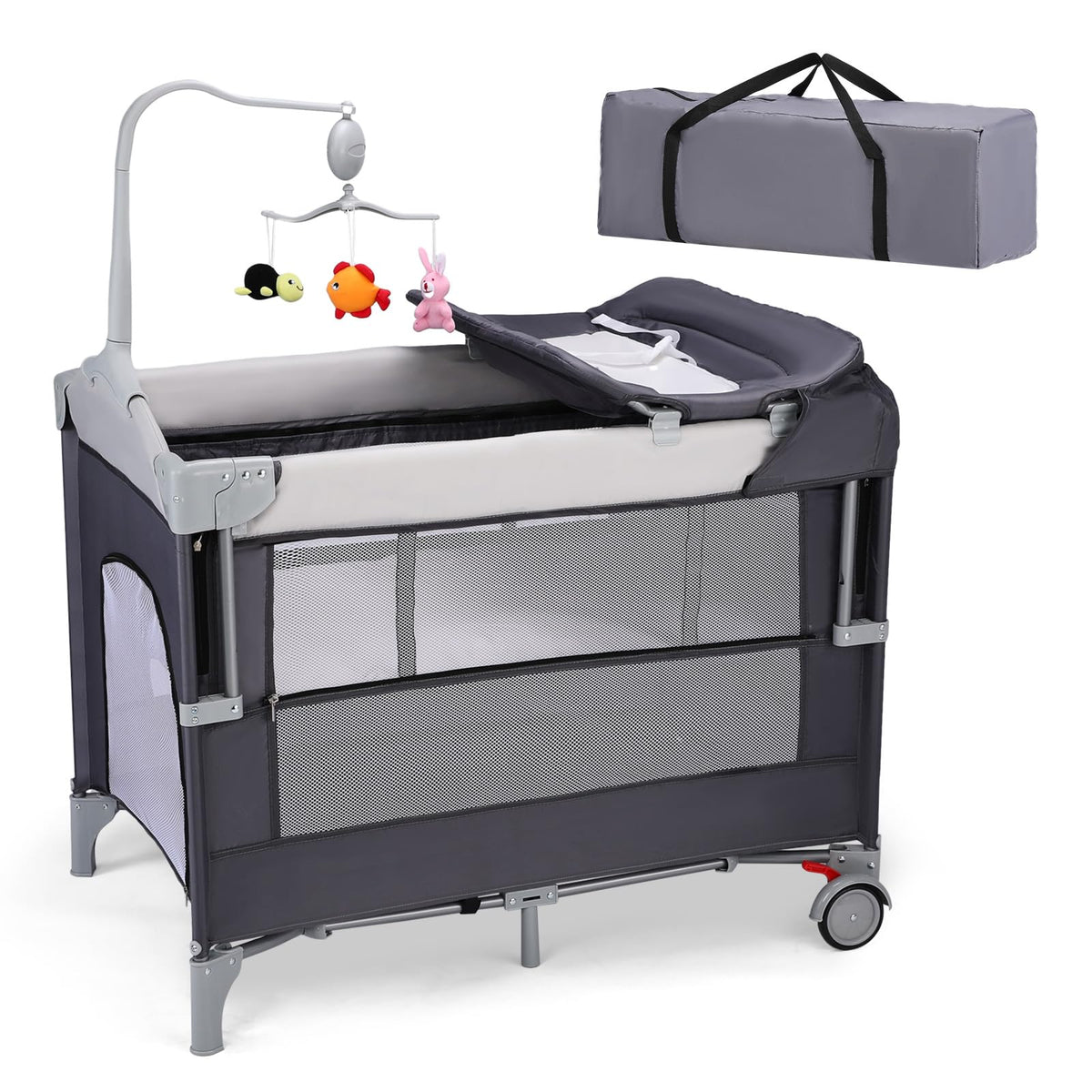 5-in-1 Portable Baby Bassinet with Changing Table and Carry Bag F244705