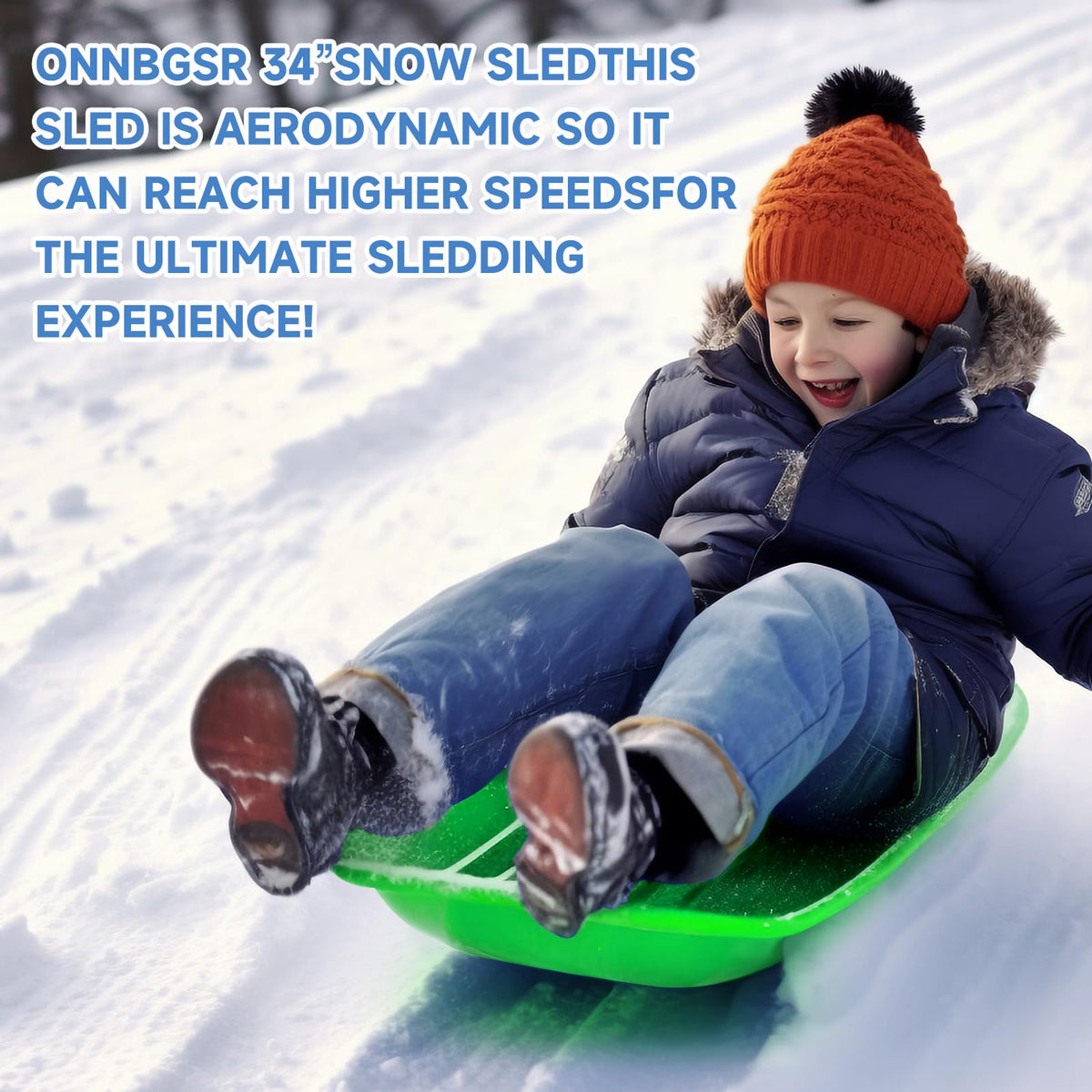 35 inch Plastic Snow Sled with Leash A674