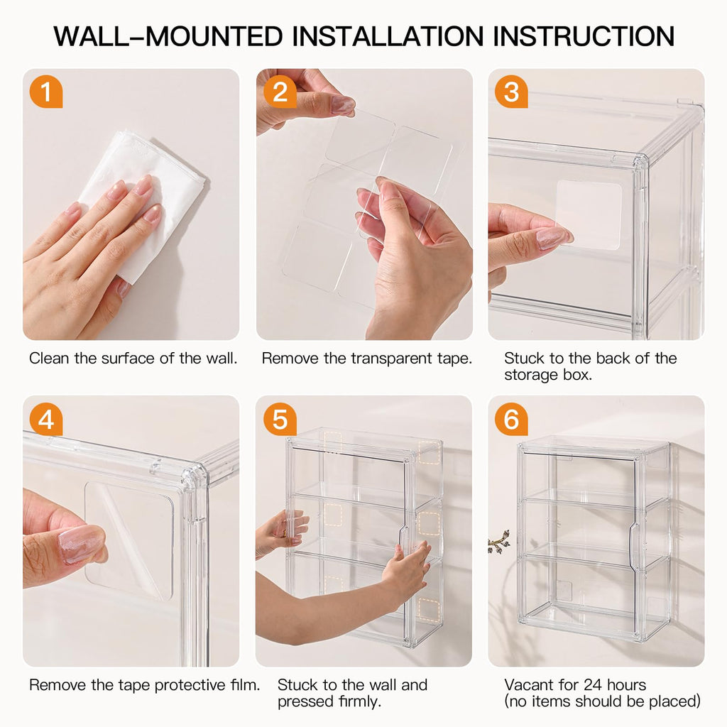 3 Tier Clear Acrylic Display Case with Magnetic Door C950
